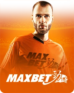 Confident male athlete in orange MAXBET jersey with stadium background