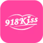 918Kiss app icon in bright pink with white text inside a lip-shaped outline